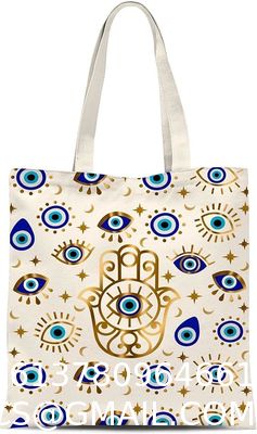 Wholesale Women'S Printed Handbags, Tote Bags, Hot Selling Devil'S Eye Canvas Bag Handbag Shoulder Bag Large Capacity Beach Bag Turkish Eye Bag
