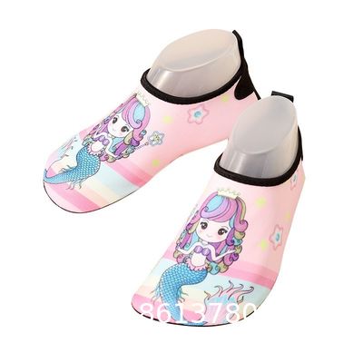 New Children'S Beach Shoes With Cartoon Soft Soles And Non-Slip Printing, Outdoor Wading And Creek Tracing Shoes, Indoor Socks And Shoe Covers