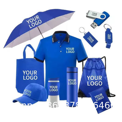 Custom Logo Promotional Gift Set T Shirt Umbrella Water Bottle Bag Hat Bulk Corporate Giveaways Team Events Branding Promotional Gift Box With Cap Mug Backpack Umbrella for Business Gifts Corporate
