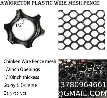 Chicken Wire Fencing Mesh Plastic With Zip Ties, 1.3×10FT Garden Netting For Moss Poles, Plastic Chicken Wire For Poultry Rabbit Fencing,Crafts,DIY - Black