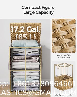 Laundry Hamper With Lid, 23.8 Gallon (90 L) Synthetic Rattan Clothes Laundry Basket With Lid And Handles, Foldable, Removable Liner, Goose Yellow