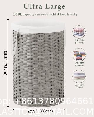 Large Laundry Hamper Laundry Basket Round Handwoven Wicker Laundry Baskets Rattan Laundry Basket With Removable Bag Handles 2 Mesh Bags For Living Room Bedroom Natural