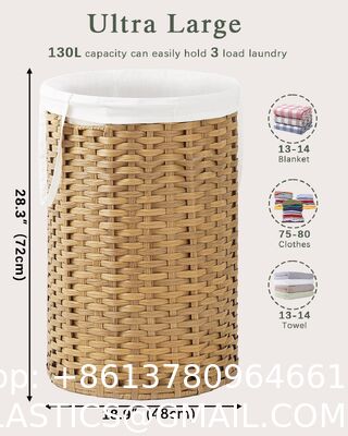 Large Laundry Hamper Laundry Basket Round Handwoven Wicker Laundry Baskets Rattan Laundry Basket With Removable Bag Handles 2 Mesh Bags For Living Room Bedroom Natural