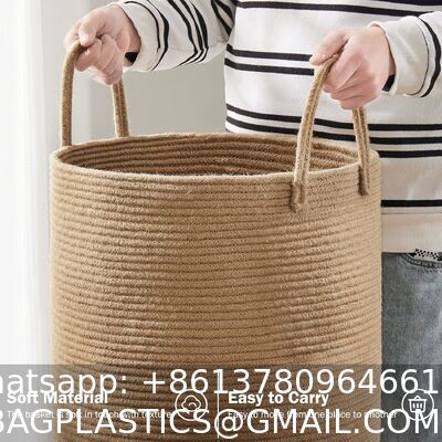 80L 엑스트라 대형 유트 직물 하머 세탁구 Basket  wicker 로프 옷 Baby Nursery Kids Tall Rattan Blanket Basket In Living Room Bedroom