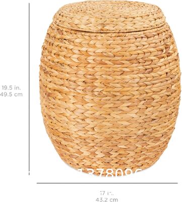 Products Vintage Multipurpose Hyacinth Storage Basket, Plant DéCor, Handwoven Organizer Tote For Bedroom, Living Room, Bathroom, W/Lid - Natural