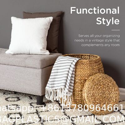 제품 빈티지 다용도 히아신스 수납 바구니, 식물 장식, 침실, 거실, 욕실용 수제 직조 정리함, 뚜껑 포함 - 내추럴