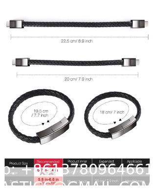 USB C To USB C Short Charging Cable 7.9in Portable Fashion Fast Bracelet Charger Wrist Data Transfer Cord For IOS Huawei Samsung Galaxy LG Android