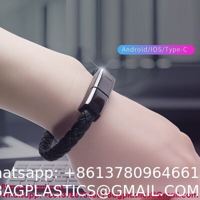 USB 3.0 Multicolor Type-C Fast Charging Data Feng Shui Bracelet Cable: Midnight Guardian · Onyx Energy Bracelet Wristband Design Charger Leather Bracelet Portable Travel Charger, Braided Cord