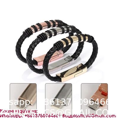 USB 3.0 Multicolor Type-C Fast Charging Data Feng Shui Bracelet Cable: Midnight Guardian · Onyx Energy Bracelet Wristband Design Charger Leather Bracelet Portable Travel Charger, Braided Cord