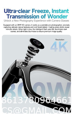 AI Smart Glasses With 8MP Camera, Real-Time Translation, 4K Video & Dual Microphone Noise Cancellation, Voice Assistant, For Travel, Vlogging, Meetings