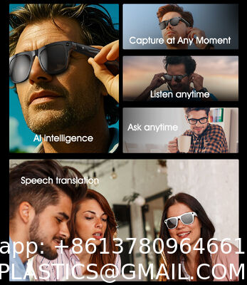 AI Smart Glasses with Camera, 1080P Video Recording Glasses, 8MP Camera Glasses, Real Time Translation, ChatGPT AI Voice Assistant, Open-Ear Audio,Sunglasses  Color-Changing Clear and Green Lense