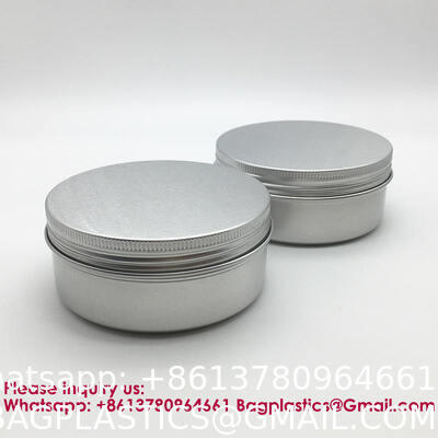 Custom Aluminum Spice Tin Box Containers Aluminum Metal Lip Balm Case Tins Metal Aluminum Jar Tin Screw Wholesale Matte Aluminum Empty Metal Tin Jars for Candle Making Perfume Use-5ml 10ml 15ml