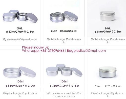 Custom Aluminum Spice Tin Box Containers Aluminum Metal Lip Balm Case Tins Metal Aluminum Jar Tin Screw Wholesale Matte Aluminum Empty Metal Tin Jars for Candle Making Perfume Use-5ml 10ml 15ml