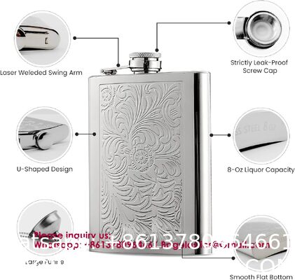 Stainless Wine Cup Portable Wine Bottle Outdoor Travel Wine Pot Retro Alcohol Russian 9oz 3oz Hip Flask Bottle high-end gift box, thickened 18oz wine bottle for white spirit as a gift