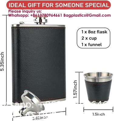 Leak Proof Engraved Flask Whisky Flask Stainless Steel Pocket Hip Flask For Liquor Stainless Steel Wine Jug Set 7 oz Portable Outdoor Small Wine Bottle Wholesale Gift Box