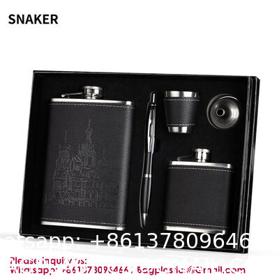 Leak Proof Engraved Flask Whisky Flask Stainless Steel Pocket Hip Flask For Liquor Stainless Steel Wine Jug Set 7 oz Portable Outdoor Small Wine Bottle Wholesale Gift Box