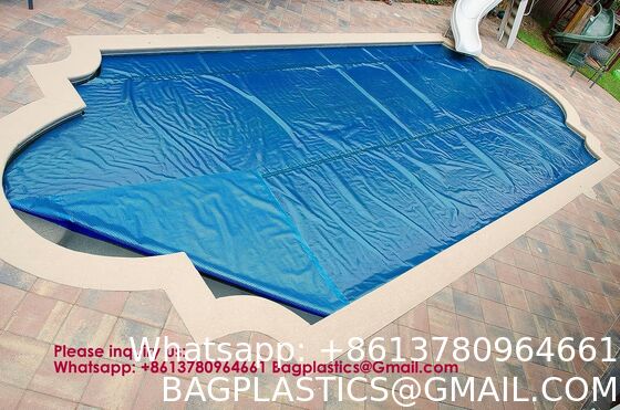 Solar In-Ground Pool Cover Winter Swimming Pool Bubble Cover Pool Cover Solar Cover with Roller Thermostatic Pool Plastic Pool Covers Lightfast Solar Resistant Polycarbonate Swimming Pool Cover