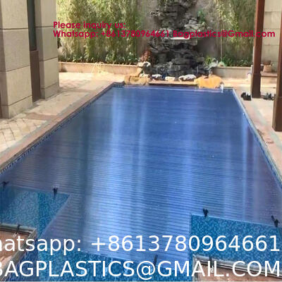 Safe Pool Safety Cover For Kids Safety Transparent Blue PC Blades With Reel Pool Cover Polycarbonate Pool Solar Cover Winter Safety Cover For Swimming Pool