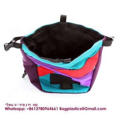 Zip Pocket Zippered Chalk Powder Tote Pouch With Reinforced Drawstring Large Mouth Opening For Pet Dog Outdoor Safe Exercise Training Drawstring Closure Chalk Bag