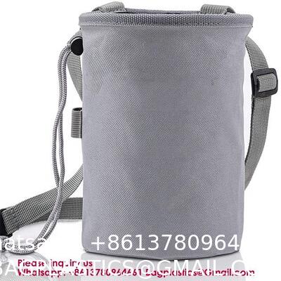 Zip Pocket Zippered Chalk Powder Tote Pouch With Reinforced Drawstring Large Mouth Opening For Pet Dog Outdoor Safe Exercise Training Drawstring Closure Chalk Bag