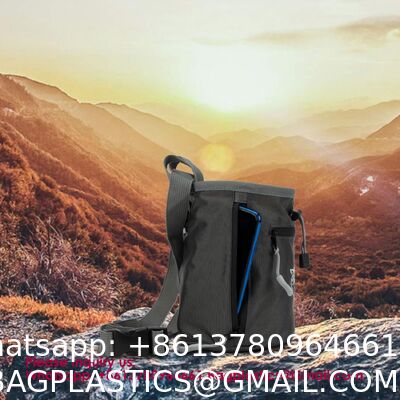 Zip Pocket Zippered Chalk Powder Tote Pouch With Reinforced Drawstring Large Mouth Opening For Pet Dog Outdoor Safe Exercise Training Drawstring Closure Chalk Bag