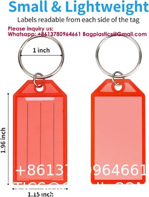 Plastic Key Tags, Key Labels With Ring And Label Window, Assorted Colours,Identifiers,Name and Labels,Adapt to USB Drive,Pets,Bags Split Ring Window Lucky Line Flexible Colored