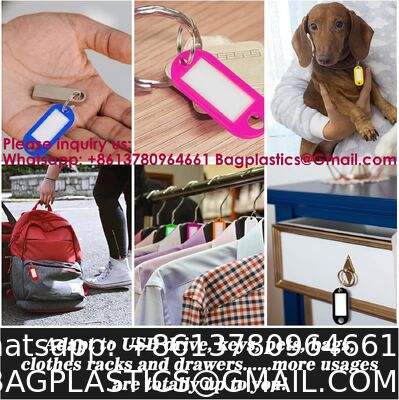 Plastic Key Tags, Key Labels With Ring And Label Window, Assorted Colours,Identifiers,Name and Labels,Adapt to USB Drive,Pets,Bags Split Ring Window Lucky Line Flexible Colored