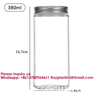 Clear Transparent Glass Cream Jars Metal Lid 4oz Spiral Mouth Aluminum Body Butter For Skin Care Cosmetic, Glass Jars Small Clear Vials with Screw Caps Tiny Containers