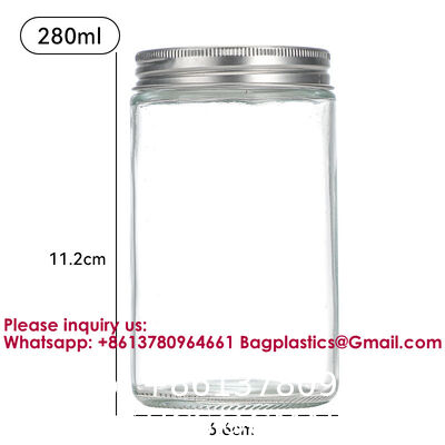 Clear Transparent Glass Cream Jars Metal Lid 4oz Spiral Mouth Aluminum Body Butter For Skin Care Cosmetic, Glass Jars Small Clear Vials with Screw Caps Tiny Containers