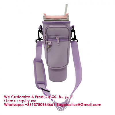 Neoprene 40oz Water Bottle Carrier Bag With Shoulder Strap IPhone Pocket Water Bottle Holder Pouch Stanley Cup Accessories