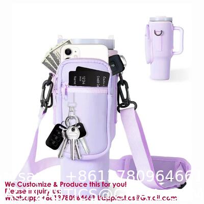 Water Bottle Carrier Bag Holder 40 Oz Tumbler Cup Accessories Neoprene Pouch Sleeve With Adjustable Crossbody Strap